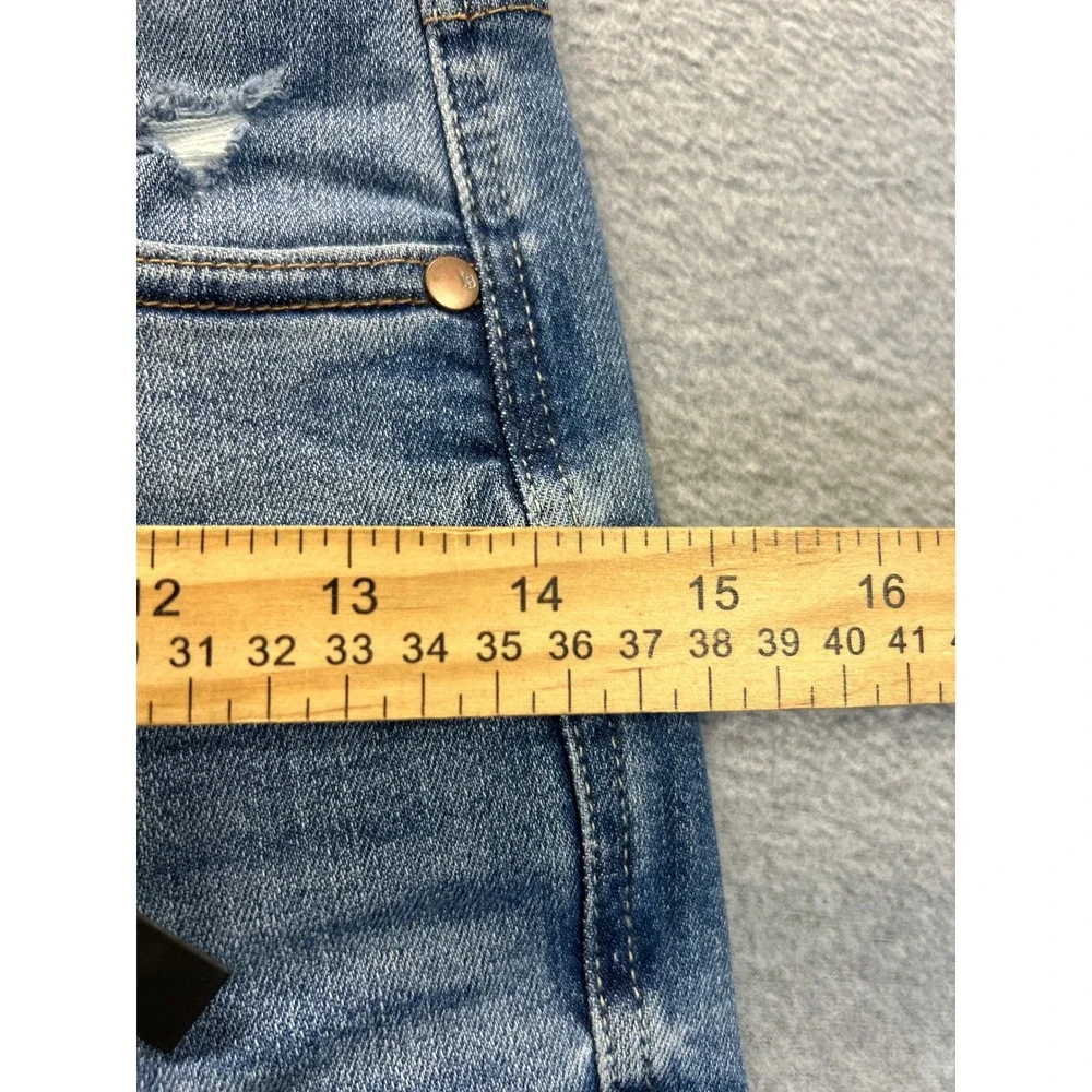 Judy Blue High Rise Wide Leg Jeans Womens 1/25 Distressed Stretch Med Blue Denim